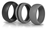 3 Silicone Wedding Ring Silicone Wedding Band for Men Crossfit Climbing and Outdoors (Grey Stripe, 11 (22.22mm inner diam))
