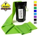 SUPER EXERCISE BAND® Light GREEN Resistance Band. Your Home Gym Fitness Equipment Kit for Strength Training, Physical Therapy, Yoga, Pilates, Chair Workout | LATEX FREE For ALLERGIC SAFETY | 7 ft