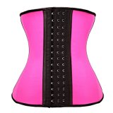 Pink 9 Steel Boned Wokrout Corset Waist Training for Weight Loss Body Shaper ,Pink ,L(Fit Waist 29″-32″)