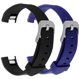 Henoda Silicone Bands for Fitbit Alta,Alta Strap Style,Large,Small (2PCS Texture Black+Blue)
