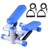 Mini Aerobic Stair Step Stepping Stepper Exercise With Resistance Bands Blue