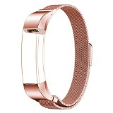 CreateGreat Stainless Steel Mesh Loop with Magnetic Metal Clasp for Fitbit Alta,Rose Gold