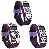 Henoda Band Cover for Fitbit Charge/Fitbit Charge HR Slim Designer Sleeve Protector Accessories (3PCS Plum Styles)