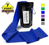SUPER EXERCISE BAND® Medium BLUE Resistance Band. Your Home Gym Fitness Equipment Kit for Strength Training, Physical Therapy, Yoga, Pilates, Chair Workout | LATEX FREE For ALLERGIC SAFETY | 7 ft