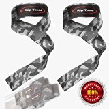 Lifting Wrist Straps by Rip Toned (Pair) – Bonus Ebook – Lifetime Warranty – Cotton Padded – For Weightlifting, Bodybuilding, Crossfit, Strength Training, Powerlifting, MMA (Grey Camo)