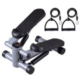 Portable, Adjustable Resistance Elliptical Exercise Cardio Aerobic Mini Stepper Step Machine w/ Resistance Bands (Black)