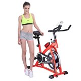 Pinty Indoor Exercise Cardio Stationary Bike Cycling Trainer with LCD Monitor (red)