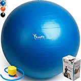 Exercise Ball, LuxFit Premium EXTRA THICK Yoga Ball ‘2 Year Warranty’ – Swiss Ball Includes Foot Pump. Anti-Burst – Slip Resistant! 45cm, 55cm, 65cm, 75cm, 85cm Size Fitness Balls (Blue, 85cm)