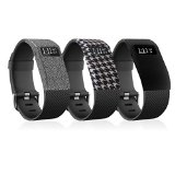 Fitbit Charge/Fitbit Charge HR Silicone Band Cover Slim Designer Sleeve Protective Rubber Case (3Pack-001)