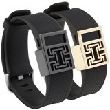 Henoda Band Cover for Fitbit Charge/Fitbit Charge HR Slim Designer Sleeve Protector Accessories (2PCS Clip Styles(Black & Gold))
