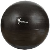 Exercise Ball, FitPlus Premium EXTRA THICK Yoga Ball ‘2 Year Warranty’ – Swiss Ball Includes Foot Pump. Anti-Burst – Slip Resistant! 55cm, 65cm, 75cm, 85cm Size Fitness Balls Available. (BLACK, 55 CM)