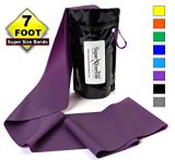 SUPER EXERCISE BAND® Heavy PURPLE Resistance Band. Your Home Gym Fitness Equipment Kit for Strength Training, Physical Therapy, Yoga, Pilates, Chair Workout | LATEX FREE For ALLERGIC SAFETY | 7 ft
