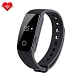 Fitness Tracker & Heart Rate Monitor, ID107 Bracelet Pedometer Watches Sleep Monitor Life Waterproof Fitness Band Wristband for Android iOS Phones, black