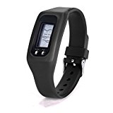 Iuhan® Fashion Digital LCD Pedometer Run Step Walking Distance Calorie Counter Watch Bracelet (Black)