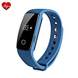 Fitness Tracker & Heart Rate Monitor, ID107 Bracelet Pedometer Watches Sleep Monitor Life Waterproof Fitness Band Wristband for Android iOS Phones, blue