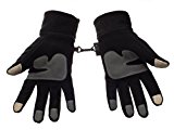 Metog Winter men and women outdoor sports warm fleece gloves touch gloves Black M