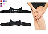 Patella Knee Strap Premium Quality By LOKSER™ for Knee Pain Relief, Non-slip Breathable & Lightweight Design- Available Individually or As a Pair. (Black, 2 Pack)