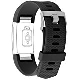 Henoda Soft Silicone Replace Bands for Fitbit Charge 2 Smart Watch Wristband Large Black