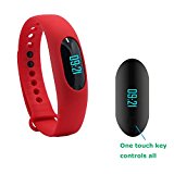 Willful Non-Bluetooth Pedometer Bracelet Fitness Tracker Wristband with Calorie Counter Walking Distance Step Counter Sleep Monitor Time / Date Display for Outdoor Running Walking (Red)