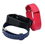 bayite Replacement Bands with Watch Band Clasp for Fitbit Flex, Red, Black and Navy Pack of 3