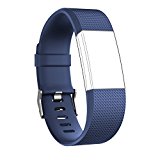 TreasureMax Classic Replacement Accessory Wristband for Fitbit Charge 2 Heart Rate Fitness Wristband, 10 Colors Available (No Tracker)