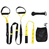 ESDDI Suspension Training Kit Trainer Strap Band Body Fitness Trainer with Door Anchor and Foam Handles for Suspension Workout Exercises Squats Chest Press and Planks at Home Gym Trees Outside