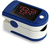 Zacurate Pro Series CMS 500DL Fingertip Pulse Oximeter Blood Oxygen Saturation Monitor with silicon cover, batteries and lanyard (Sapphire Blue)