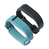 bayite Replacement Bands with Watch Band Clasp for Fitbit Flex, Black and Slate Pack of 2