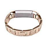 Fitbit Alta Band, Newest Premium Stainless Steel Replacement Accessory Metal Watch Bands Bracelet Strap for Fitbit Alta (No Tracker) (Style B: Gold)