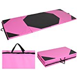 4’x10’x2″ Gymnastics Gym Folding Exercise Aerobics Mats Stretching Yoga Mat, Pink