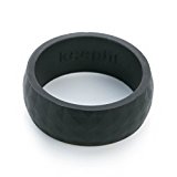 Silicone Wedding Ring Modern Geometric Diamond Design Wedding Band Strong, Durable, Flexible and Award Winning (MIDNIGHT BLACK, 8)