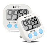 Etekcity 2 Pack Digital Kitchen Timer: Large LCD Display, Battery Included (White)