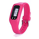 Iuhan® Fashion Digital LCD Pedometer Run Step Walking Distance Calorie Counter Watch Bracelet (Hot Pink)
