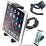 ChargerCity HDX2 Strap-Lock Mount for Bicycle Treadmill Exercise Bike Boat Helm Handlebar w/ Tablet & Smartphone Holder for Apple iPad Mini Air PRO iPhone Plus Samsung Galaxy Tab S7 Edge Note 7 LG G5