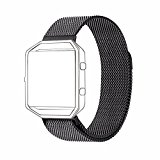 Fitbit Blaze Band Large (6.1-9.3 in), PUGO TOP Milanese Loop Stainless Steel Wristband for Fitbit Blaze Smart Fitness Watch, Large, Black