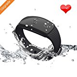 Updated Version RIVERSONG Fitness Tracker Waterproof Heart Rate Tracking Smart Bracelet Pedometer Activity Monitors Alcohol Monitor Sleep Calorie Tracking Wristband for Halloween Present (Black)