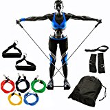 Tribe Exercise Resistance Bands Set With Door Anchor, Ankle Strap & Carrying Case