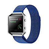Fitbit Blaze Band Large (6.1-9.3 in), PUGO TOP Milanese Loop Stainless Steel Wristband for Fitbit Blaze Smart Fitness Watch, Large, Blue