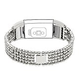 TreasureMax Stainless Steel Replacement Accessory Metal Wrist band for Fitbit Charge 2 Heart rate Fitness Band, Silver(No Tracker)