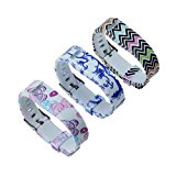 bayite Replacement Bands with Watch Band Clasp for Fitbit Flex Pack of 3 Pattern Prints Group 3