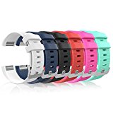 Fitbit Charge 2 Band, MoKo [6 PACK] Soft Silicone Adjustable Replacement Sport Strap Band for 2016 Fitbit Charge 2 HR Heart Rate + Fitness Wristband, Wrist Length 5.70″-8.26″ (145mm-210mm), 6 Colours