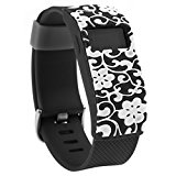 Henoda Band Cover for Fitbit Charge/Fitbit Charge HR Slim Designer Sleeve Protector Accessories (Black Petunia)