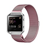 Fitbit Blaze Band Large (6.1-9.3 in), PUGO TOP Milanese Loop Stainless Steel Wristband for Fitbit Blaze Smart Fitness Watch, Large, Rose Gold