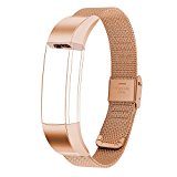 CreateGreat Replacement Accessory Metal Mesh Band for Fitbit Alta/Fitbit Alta Band/Fitbit Alta Bands,Rose Gold,Large Small