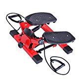 Tenive Pro Mini Twisting Stair Stepper Climber Exercise Aerobic Fitness Machine w/ Resistance Bands and LCD Display Screen ,Red