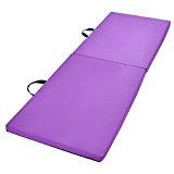 Giantex 2’x6’x1.5” Gymnastics Mat Thick Two Folding Panel Gym Fitness Exercise (Purple)
