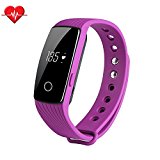Fitness Tracker & Heart Rate Monitor, TINCINT ID107 Bracelet Pedometer Bluetooth 4.0 Tracking Calorie Health Sleep Monitor Life Waterproof Fitness Band for Android iOS Phones, purple