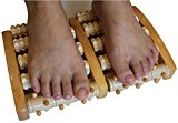 Large Wooden Dual Foot Massager Roller – Relieves Plantar Fasciitis & Foot / Heel Pain, Reduces Stress – Acupressure & Reflexology Tool