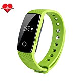 Fitness Tracker & Heart Rate Monitor, ID107 Bracelet Pedometer Watches Sleep Monitor Life Waterproof Fitness Band Wristband for Android iOS Phones, green