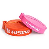 RISING 41 inch Resistance Band Assisted Pull-Up Band Powerlifting Bands (Singal Unite) (Set of 2 (Rose Pink+Orange))